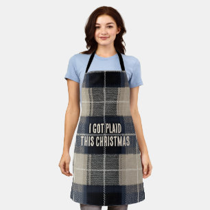 Funny Text Traditional Plaid Nostalgic Tartan Apron
