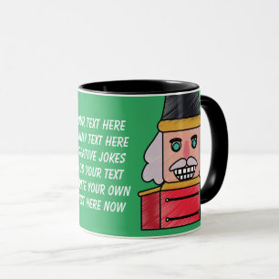 Funny text Watercolor Nutcracker Green Red Mug