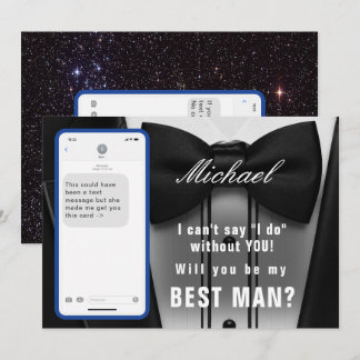 Funny Texting Best Man Tuxedo Invitation Suit Up