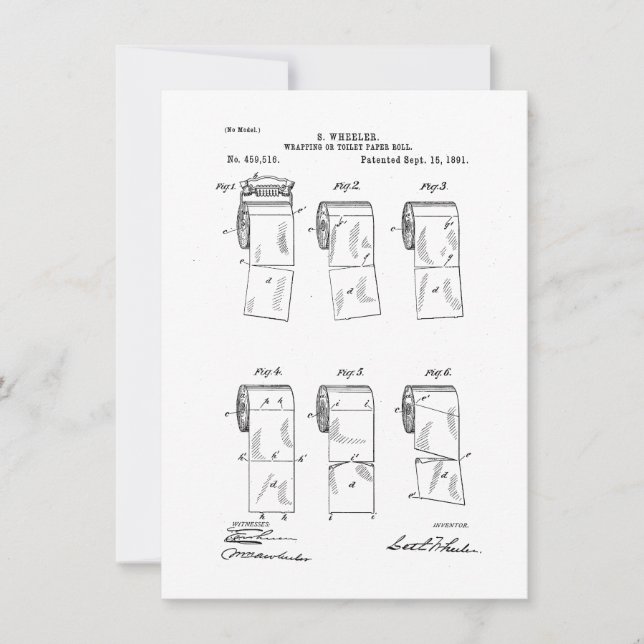 Funny Thank You Card, Toilet Paper Patent Card (Front)