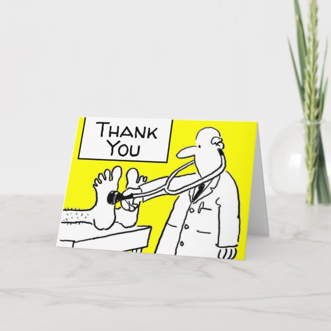 Funny Thank You Doctor Lab Coat & Stethoscope Card (Front)