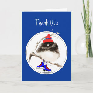 Funny, Thank You, Figure Skating  Sport Bird Thank You Card