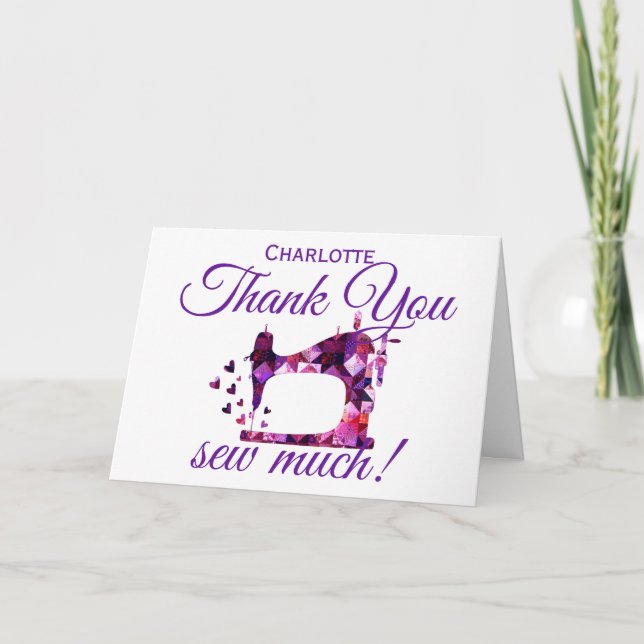 Funny Thank You Sewing Machine Greeting Card (Front)