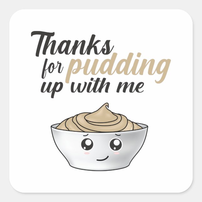 Funny Thanks For Pudding Up With Me Square Sticker (Front)