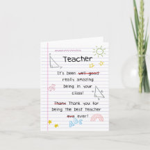 Funny Thanks Teacher Card