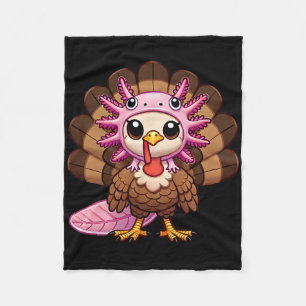 Funny Thanksgiving Axolotl Turkey Disguised As Axo Fleece Blanket