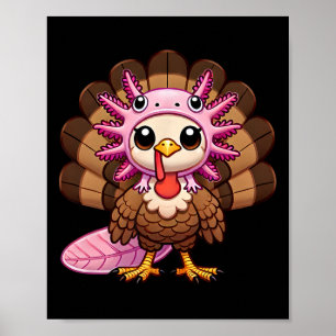 Funny Thanksgiving Axolotl Turkey Disguised As Axo Poster