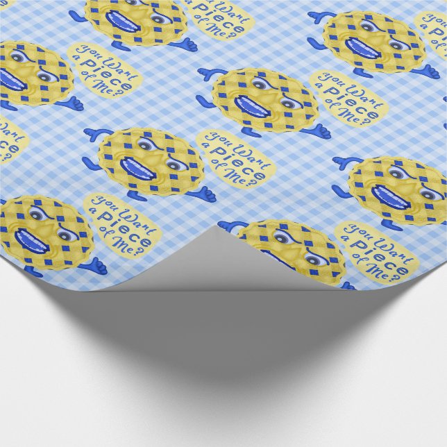Funny Thanksgiving Blueberry Pie Piece of Me Pun Wrapping Paper (Corner)