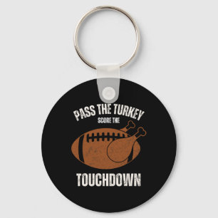 Funny Thanksgiving Boys Men Turkey Touchdowns Foot Key Ring
