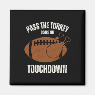 Funny Thanksgiving Boys Men Turkey Touchdowns Foot Magnet