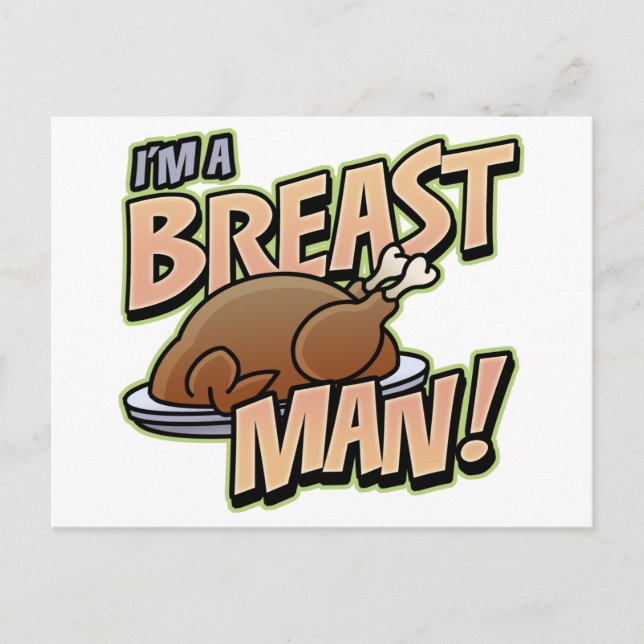 Funny Thanksgiving Breast Man Gifts postcard (Front)