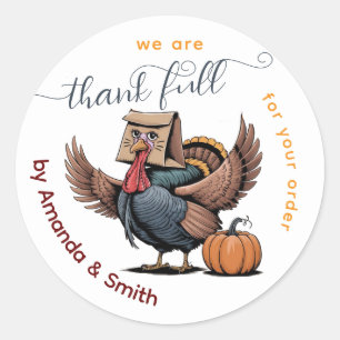 funny Thanksgiving Business stickers for customers