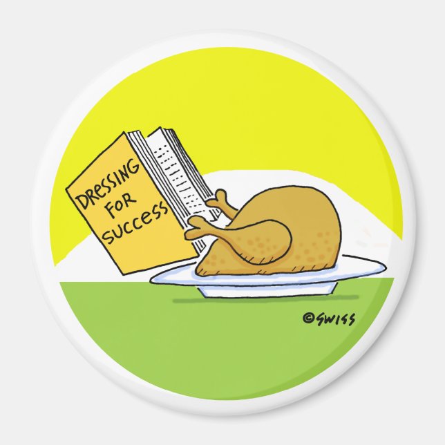 Funny Thanksgiving Cartoon Turkey and Dressing Magnet (Front)