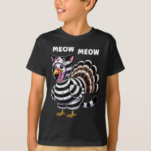 Funny Thanksgiving Cat Turkey Cat Men Women Turkey T-Shirt
