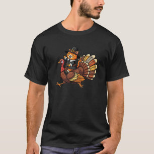 Funny Thanksgiving Cat Turkey Day Fall Autumn Wome T-Shirt