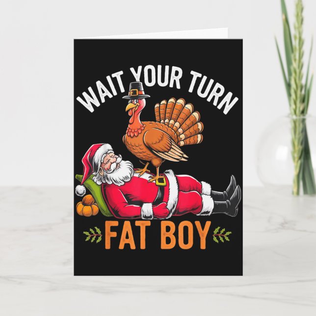 Funny Thanksgiving Christmas Turkey Vs Santa For M Card (Front)