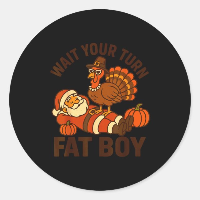 Funny Thanksgiving Christmas Turkey Vs Santa For M Classic Round Sticker (Front)