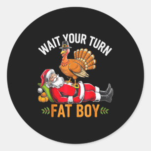 Funny Thanksgiving Christmas Turkey Vs Santa For M Classic Round Sticker