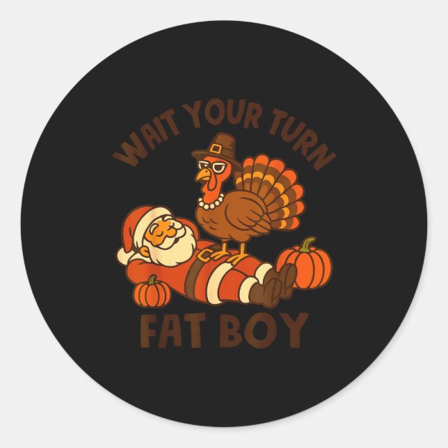 Funny Thanksgiving Christmas Turkey Vs Santa For M Classic Round Sticker (Front)
