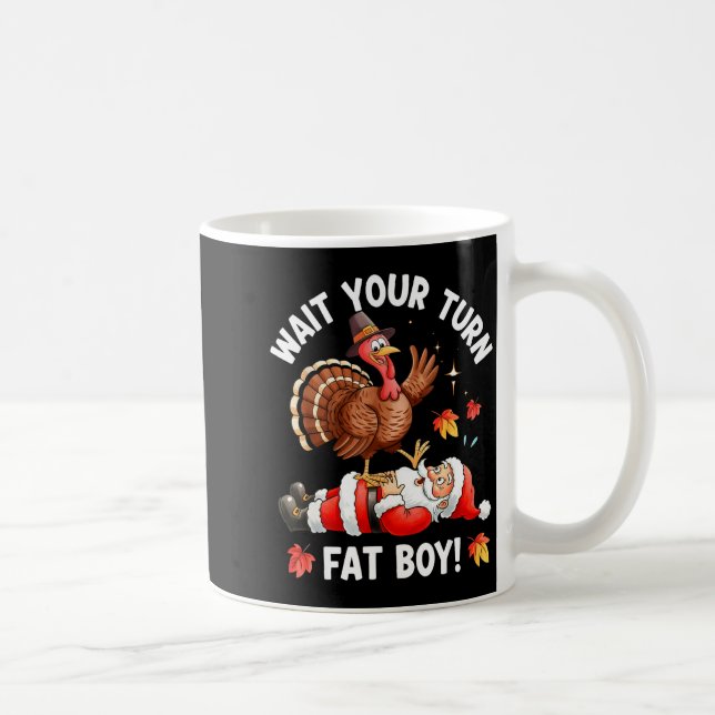 Funny Thanksgiving Christmas Turkey Vs Santa For M Coffee Mug (Right)