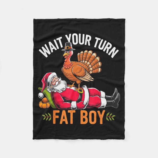Funny Thanksgiving Christmas Turkey Vs Santa For M Fleece Blanket (Front)