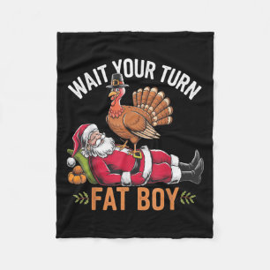 Funny Thanksgiving Christmas Turkey Vs Santa For M Fleece Blanket