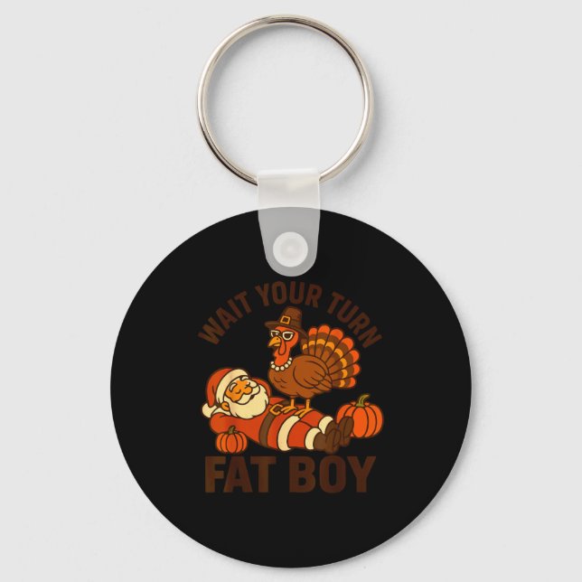 Funny Thanksgiving Christmas Turkey Vs Santa For M Key Ring (Front)