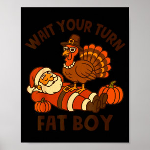 Funny Thanksgiving Christmas Turkey Vs Santa For M Poster
