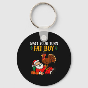 Funny Thanksgiving Christmas Turkey Vs Santa Men W Key Ring