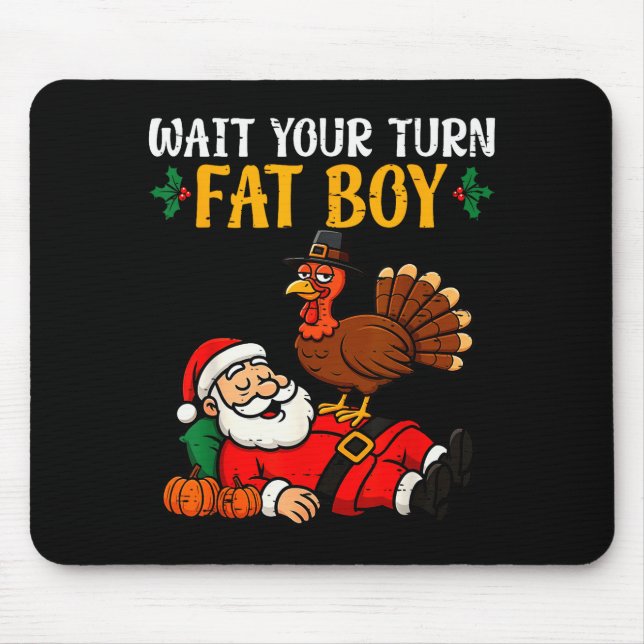 Funny Thanksgiving Christmas Turkey Vs Santa Men W Mouse Mat (Front)