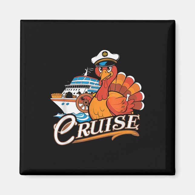 Funny Thanksgiving Cruise Turkey Boat Vacation Tri Magnet (Front)