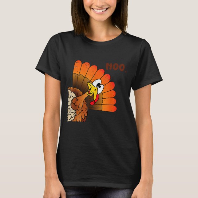 Funny Thanksgiving Cute Turkey Moo I'm A Cow Men W T-Shirt (Front)