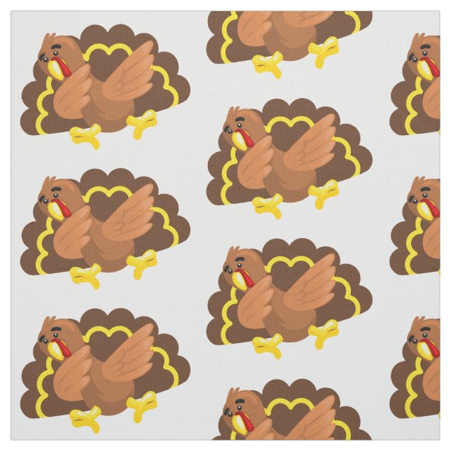 funny thanksgiving dabbing turkey fabric (Swatch)