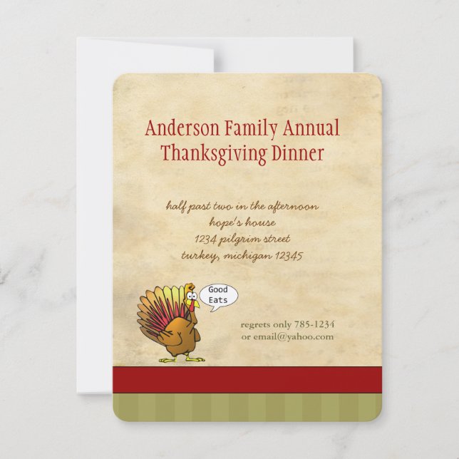 Funny Thanksgiving Dinner Invitation (Front)