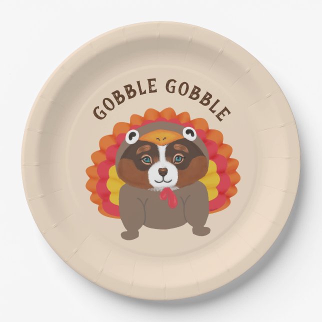 Funny Thanksgiving Dog Party Plates (Front)