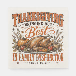 Funny Thanksgiving Family Dysfunction Quote Humour Napkin
