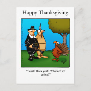 Funny Thanksgiving "Feast Heck Yeah" Postcard