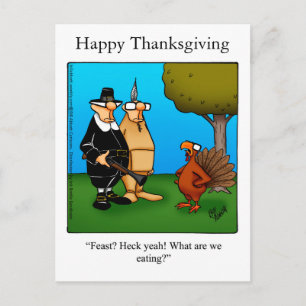 Funny Thanksgiving "Feast Heck Yeah" Postcard