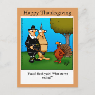 Funny Thanksgiving "Feast Heck Yeah" Postcard