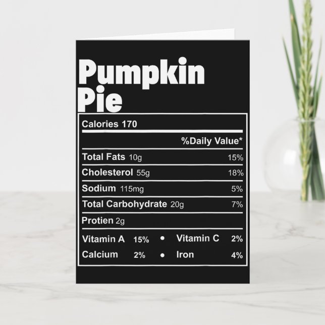 Funny Thanksgiving Food Pumpkin E Nutritional Fact Card (Front)