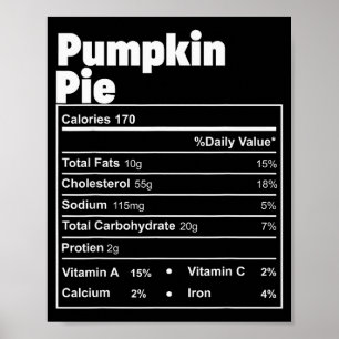 Funny Thanksgiving Food Pumpkin E Nutritional Fact Poster