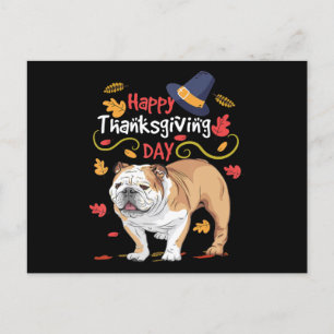 Funny Thanksgiving Gifts For English Bulldog Holiday Postcard