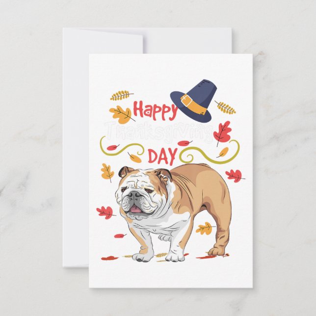 Funny Thanksgiving Gifts For English Bulldog RSVP Card (Front)