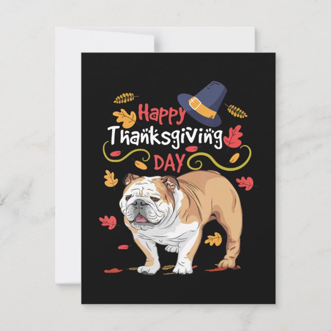 Funny Thanksgiving Gifts For English Bulldog Thank You Card (Front)