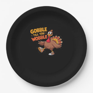 Funny Thanksgiving - Gobble Till You Wobble Classi Paper Plate