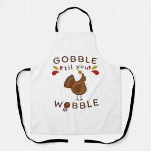 Funny Thanksgiving - GOBBLE TILL YOU WOBBLE VINTAG Apron