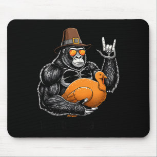 Funny Thanksgiving Gorilla Holding Turkey Lgrim Ha Mouse Mat
