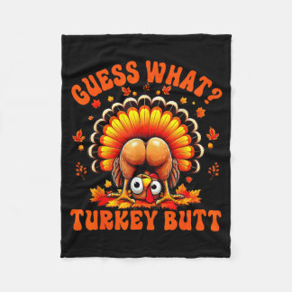 Funny Thanksgiving Guess What Turkey Butt Couples Fleece Blanket