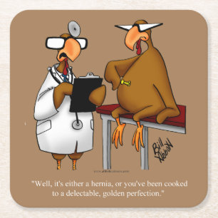 Funny Thanksgiving Humour Golden Perfection Square Paper Coaster
