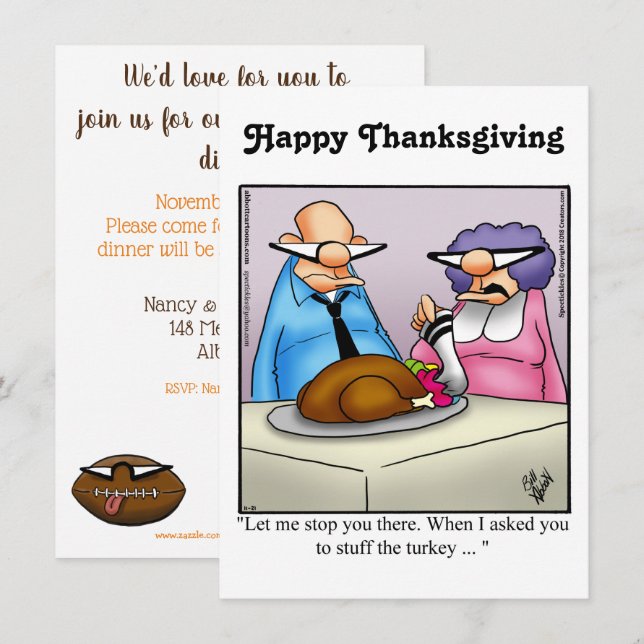 Funny Thanksgiving  Humour Invitations (Front/Back)